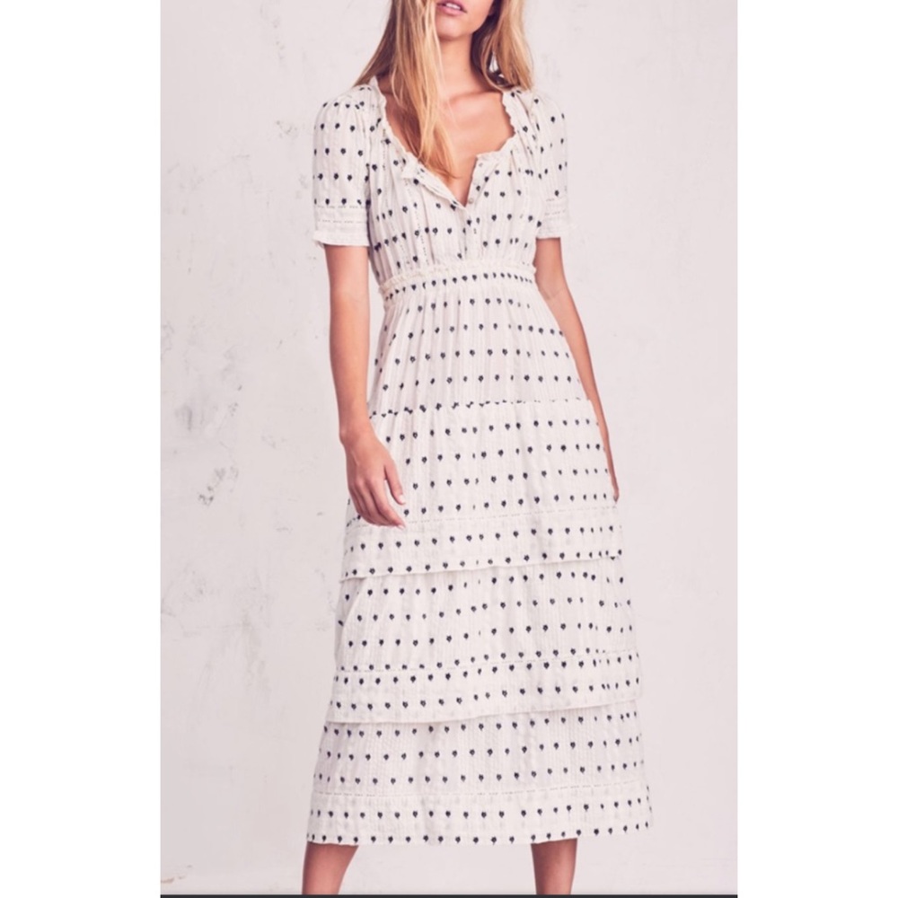 LoveshackFancy embroidered Tiered Dress Size XS